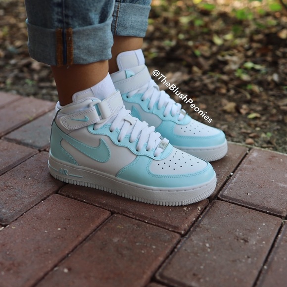 Nike Custom Painted Air Force 1 Mid Top - Light Blue NWT - Picture 4 of 15